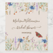 ワイルドフラワーメドーバタフライブライダルシャワー ワインラベル (シングルラベル)