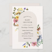 ワイルドフラワーメドーベビシャワーアーチ招待状 招待状 (正面/裏面)