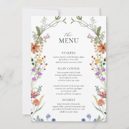 ワイルドフラワーメニューテンプレート, ガーデンパーティーのブライダルショー 招待状