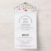 ワイルドフラワーメニュー選択リハーサルディナー オールインワン招待状 (内側)