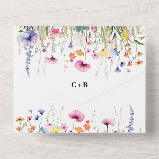 ワイルドフラワーメニュー選択リハーサルディナー オールインワン招待状 (裏面)