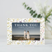 ワイルドフラワーモダンのエレガント春写真 サンキューカード (スタンド正面)