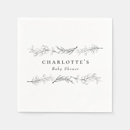 ワイルドフラワーモダンのフローラエレガントの赤ちゃんシャワー スタンダードカクテルナプキン (正面)