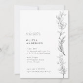 ワイルドフラワーモダンのフローラエレガントの赤ちゃんシャワー 招待状 (正面)