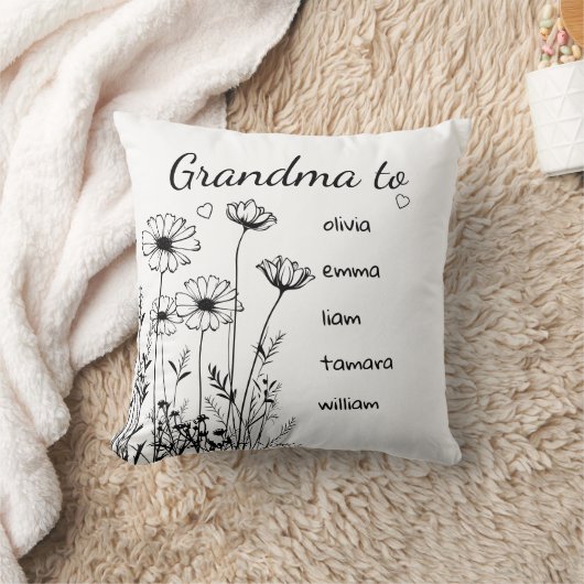 ワイルドフラワーモダンの孫の名前おばあちゃん クッション (ブランケット)