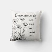 ワイルドフラワーモダンの孫の名前おばあちゃん クッション (正面)
