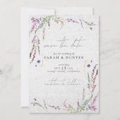 ワイルドフラワーモダンの水の色日付を保存 招待状 (正面)