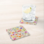 ワイルドフラワーモダンの水彩模様 スクエアペーパーコースター (インサイチュ)