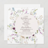 ワイルドフラワーモダンの水彩赤ちゃんシャワー招待状 招待状 (正面/裏面)