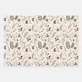 ワイルドフラワーモダンの水色のクリスマスパターン ラッピングペーパーシート (正面2)