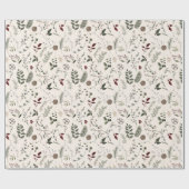 ワイルドフラワーモダンの水色のクリスマスパターン ラッピングペーパー (フラット)