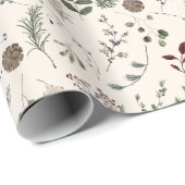 ワイルドフラワーモダンの水色のクリスマスパターン ラッピングペーパー (ロールコーナー)