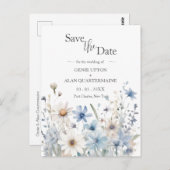 ワイルドフラワーモダンの結婚式の日付を保存 ポストカード (正面/裏面)