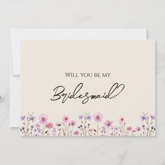 ワイルドフラワーモダンの結婚花嫁プロポーザルのカード 招待状 (正面)