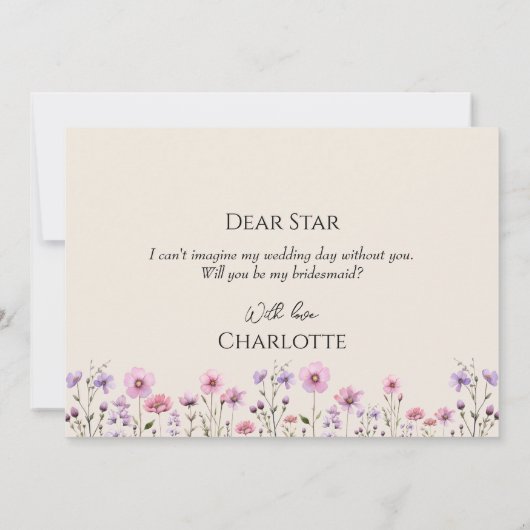 ワイルドフラワーモダンの結婚花嫁プロポーザルのカード 招待状 (裏面)