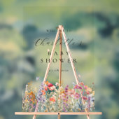 ワイルドフラワーモダンの赤ちゃんシャワーへようこそ アクリルサイン (ニュートラル)