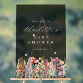 ワイルドフラワーモダンの赤ちゃんシャワーへようこそ アクリルサイン (ニュートラル)