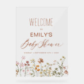 ワイルドフラワーモダンの赤ちゃんシャワー歓迎サイン アクリルサイン (正面)