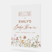 ワイルドフラワーモダンの赤ちゃんシャワー歓迎サイン アクリルサイン (傾斜)