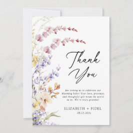 ワイルドフラワーモダンの赤ちゃんシャワー サンキューカード