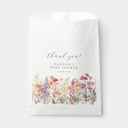 ワイルドフラワーモダンの赤ちゃんシャワー フェイバーバッグ (正面)