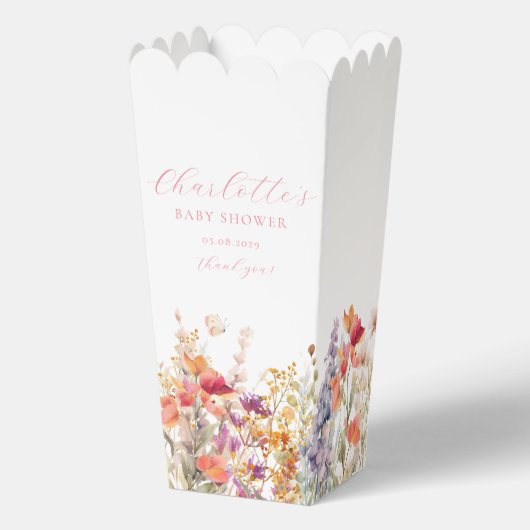 ワイルドフラワーモダンの赤ちゃんシャワー フェイバーボックス (裏面)