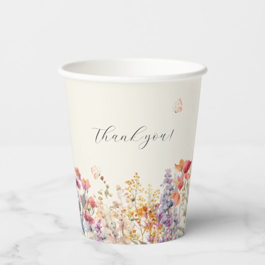ワイルドフラワーモダンの赤ちゃんシャワー 紙コップ (裏面)