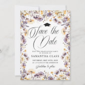 ワイルドフラワーモダンは写真の卒業日を保存 招待状 (正面)