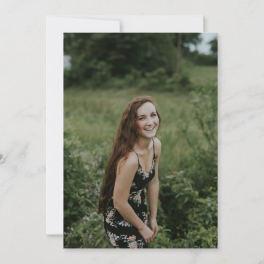 ワイルドフラワーモダンは写真の卒業日を保存 招待状 (裏面)