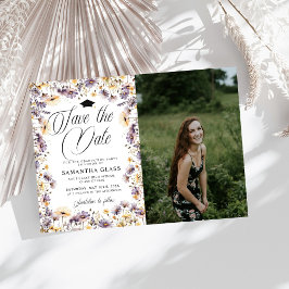 ワイルドフラワーモダンは写真の卒業日を保存 招待状