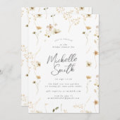 ワイルドフラワーモダンアーチボホブライダルシャワー 招待状 (正面/裏面)