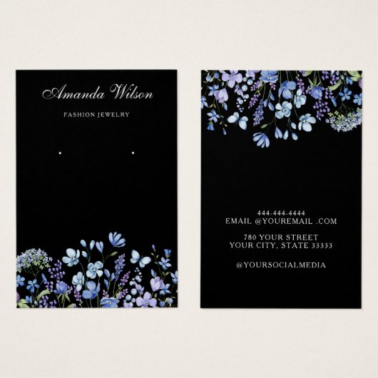 ワイルドフラワーモダンイヤリングジュエリー表示カード (正面&裏面)