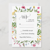 ワイルドフラワーモダンウエディングRSVPカード 招待状 (正面)