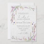 ワイルドフラワーモダンウォーターのカラー招待状 招待状 (正面)