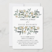 ワイルドフラワーモダンウォーターの色のフローラ結婚の 招待状 (正面)