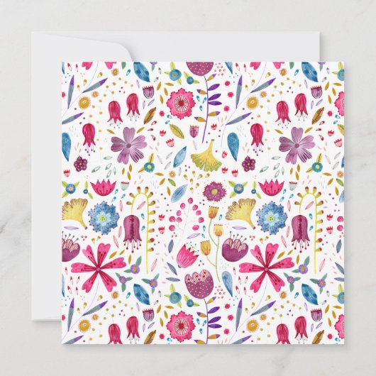 ワイルドフラワーモダンウォーター結婚カラー 招待状 (裏面)