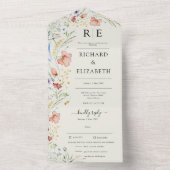ワイルドフラワーモダンエレガミニマルントウェディング オールインワン招待状 (内側)