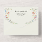 ワイルドフラワーモダンエレガミニマルントウェディング オールインワン招待状 (裏面)