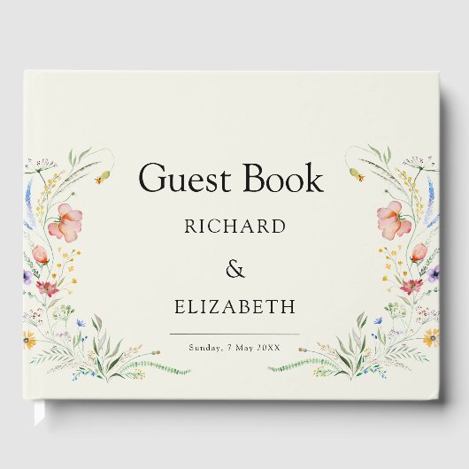ワイルドフラワーモダンエレガミニマルントウェディング ゲストブック (正面)