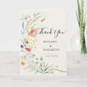 ワイルドフラワーモダンエレガミニマルントウェディング サンキューカード (正面)