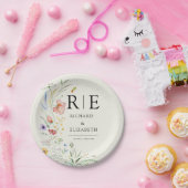 ワイルドフラワーモダンエレガミニマルントウェディング ペーパープレート (パーティー)