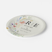 ワイルドフラワーモダンエレガミニマルントウェディング ペーパープレート (アングル)