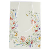 ワイルドフラワーモダンエレガミニマルントウェディング ミディアムペーパーバッグ (裏面)