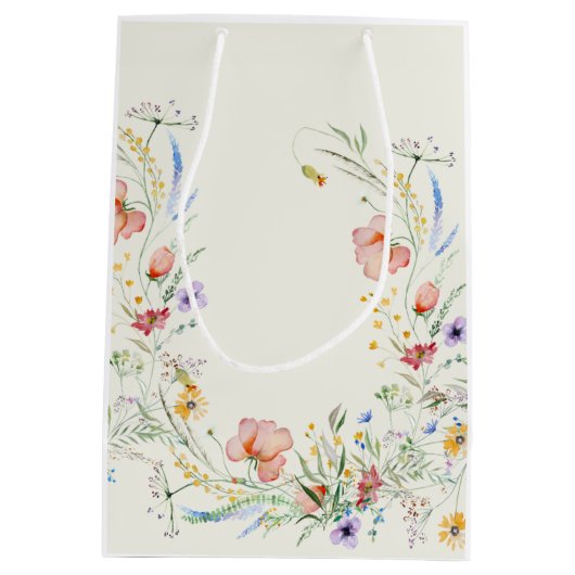 ワイルドフラワーモダンエレガミニマルントウェディング ミディアムペーパーバッグ (裏面)