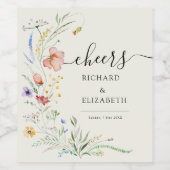 ワイルドフラワーモダンエレガミニマルントウェディング ワインラベル (シングルラベル)