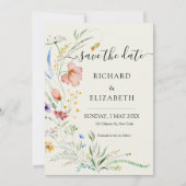 ワイルドフラワーモダンエレガミニマルントウェディング 招待状 (正面)