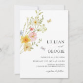 ワイルドフラワーモダンエレガント春の結婚式写真 招待状 (正面)