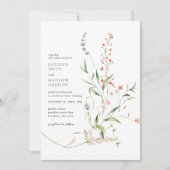 ワイルドフラワーモダンカラフルフローラ庭園の結婚式 招待状 (正面)