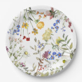 ワイルドフラワーモダンガーデン緑の赤ちゃんシャワー ペーパープレート (正面)