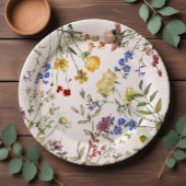 ワイルドフラワーモダンガーデン緑の赤ちゃんシャワー ペーパープレート